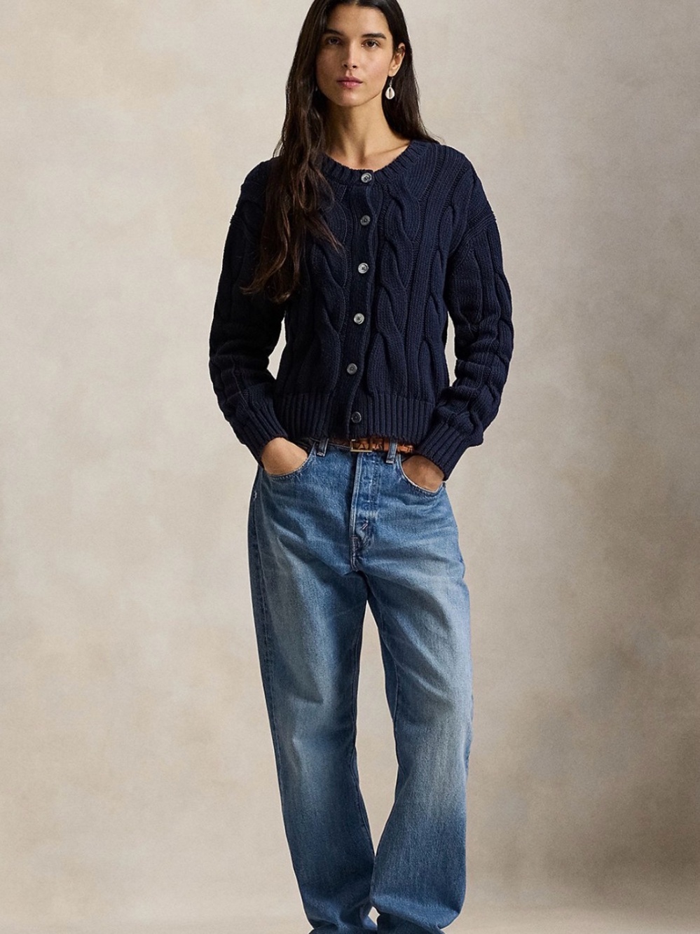 NWT Polo Ralph Lauren
Crewneck Cable Knit Cardigan Sweater